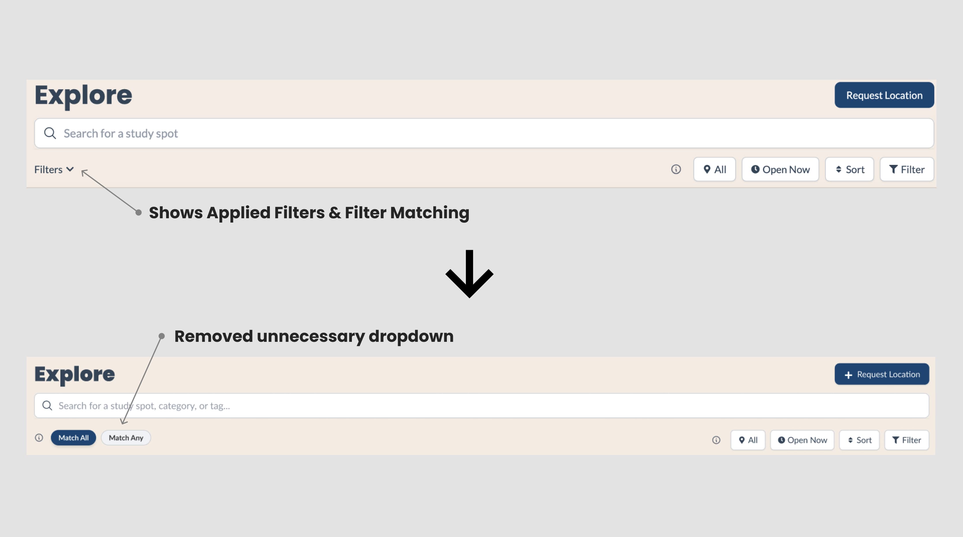 Search and Filter Redesign Example